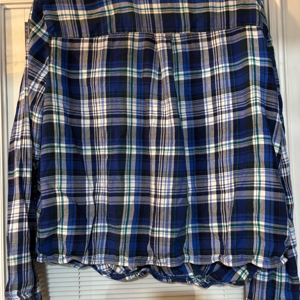 GAP Blue Plaid Women's Blouse - Picture 3 of 5